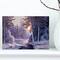 Designart - Winter Forest with the River in Frosty Day - Landscapes Painting Print on Wrapped Canvas